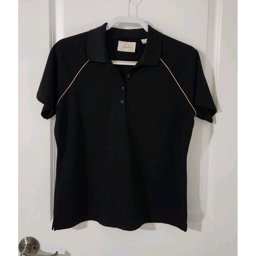 EP Pro Tour Tech Women's‎ Golf Polo Shirt Short Sleeve Black Size L